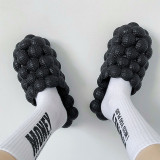 Black Casual Living Hollowed Out Solid Color Slippers
