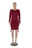 Green Sexy Solid Patchwork O Neck Pencil Skirt Dresses