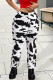 Black Street Print Patchwork Straight High Waist Straight Full Print Bottoms