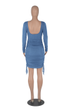Green Sexy Solid Patchwork O Neck Pencil Skirt Dresses