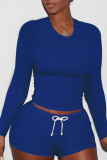 Red Casual Solid Patchwork O Neck Long Sleeve Two Pieces
