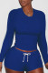 Blue Casual Solid Patchwork O Neck Long Sleeve Two Pieces