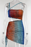 Red Sexy Print Patchwork Spaghetti Strap Pencil Skirt Dresses