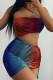 Red Sexy Print Patchwork Spaghetti Strap Pencil Skirt Dresses