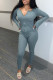 Gray Blue Fashion Casual Solid Basic Zipper Collar Long Sleeve Two Pieces pre-sale