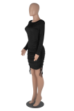 Green Sexy Solid Patchwork O Neck Pencil Skirt Dresses