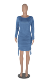 Green Sexy Solid Patchwork O Neck Pencil Skirt Dresses