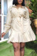 Apricot Casual Solid Patchwork Buckle Flounce Fold Turndown Collar Shirt Dress Dresses
