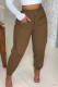 Coffee Casual Print Patchwork Loose High Waist Pencil Full Print Bottoms
