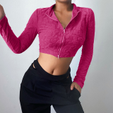 Rose Red Sexy Solid Patchwork Turndown Collar Tops