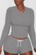 Grey Casual Solid Patchwork O Neck Long Sleeve Two Pieces