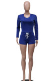 Red Casual Solid Patchwork O Neck Long Sleeve Two Pieces