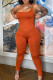 Red Fashion Sexy Solid Backless One Shoulder Skinny Jumpsuits
