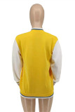 Yellow Fashion Casual Print Patchwork Outerwear