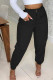 Black Casual Print Patchwork Loose High Waist Pencil Full Print Bottoms