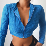 Blue Sexy Solid Patchwork Turndown Collar Tops