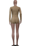 Red Casual Solid Patchwork O Neck Long Sleeve Two Pieces
