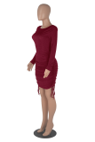Green Sexy Solid Patchwork O Neck Pencil Skirt Dresses