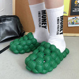 Green Casual Living Hollowed Out Solid Color Slippers