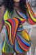Colour Sexy Print Patchwork One Shoulder Pencil Skirt Dresses