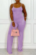 Purple Casual Solid Patchwork Spaghetti Strap Straight Jumpsuits