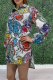Red Casual Print Patchwork Turndown Collar Tops