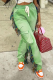 Green Casual Solid Tassel Harlan Mid Waist Harlan Solid Color Bottoms