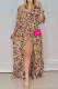 Leopard Print Sexy Print Asymmetrical V Neck A Line Dresses