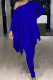 Red Fashion Casual Solid Asymmetrical Oblique Collar Long Sleeve Two Pieces