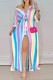 Multi-color Sexy Print Asymmetrical V Neck A Line Dresses