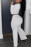 Grey Fashion Casual Solid Basic V Neck Long Sleeve Two Pieces
