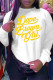White Fashion Casual Letter Print Basic O Neck Tops