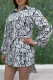 White Casual Print Patchwork Turndown Collar Tops