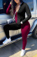 Black Red Casual Solid Patchwork Contrast Zipper Collar Long Sleeve Two Pieces