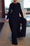 Pink Casual Solid Patchwork Slit O Neck Long Sleeve Two Pieces