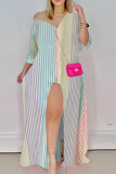 Green Yellow Sexy Print Asymmetrical V Neck A Line Dresses