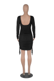Green Sexy Solid Patchwork O Neck Pencil Skirt Dresses