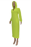Yellow Fashion Casual Solid Ripped Shirt Collar Long Sleeve Dresses
