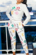 White Casual Print Letter O Neck Long Sleeve Two Pieces