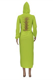 Yellow Fashion Casual Solid Ripped Shirt Collar Long Sleeve Dresses