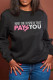 Black Fashion Casual Letter Print Basic O Neck Tops