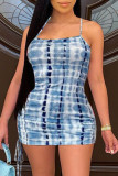 Pink Fashion Sexy Print Backless Spaghetti Strap Sleeveless Dress