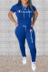 Blue Fashion Casual Embroidery Basic Hooded Collar Long Sleeve Two Pieces
