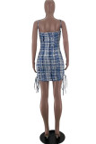 Pink Fashion Sexy Print Backless Spaghetti Strap Sleeveless Dress