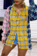 Yellow Fashion Casual Plaid Print Basic Turndown Collar Tops