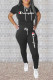 Black Fashion Casual Embroidery Basic Hooded Collar Long Sleeve Two Pieces