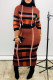 Tangerine Red Fashion Casual Print Basic O Neck Long Sleeve Two Pieces