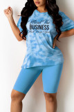 Pink Casual Print Patchwork O Neck Short Sleeve Two Pieces