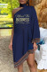 Tibetan Blue Fashion Casual Print Patchwork Halter Long Sleeve Irregular Dress