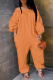 Orange Casual Solid Patchwork Off the Shoulder Harlan Jumpsuits
